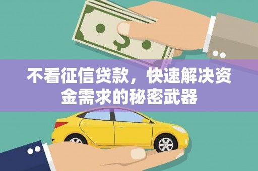 绥中不看征信贷款，快速解决资金需求的秘密武器