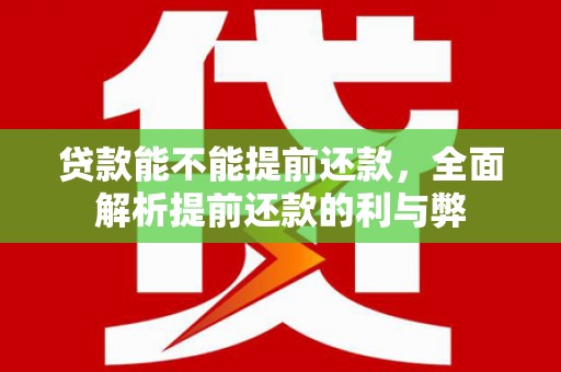 绥中贷款能不能提前还款，全面解析提前还款的利与弊