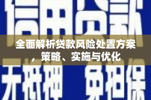 绥中全面解析贷款风险处置方案，策略、实施与优化