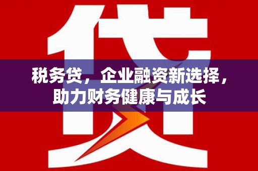 绥中税务贷，企业融资新选择，助力财务健康与成长